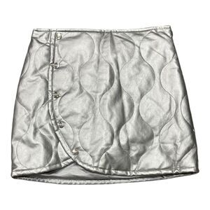 Truce Girls Metallic Silver Quilted Mini Skort 12